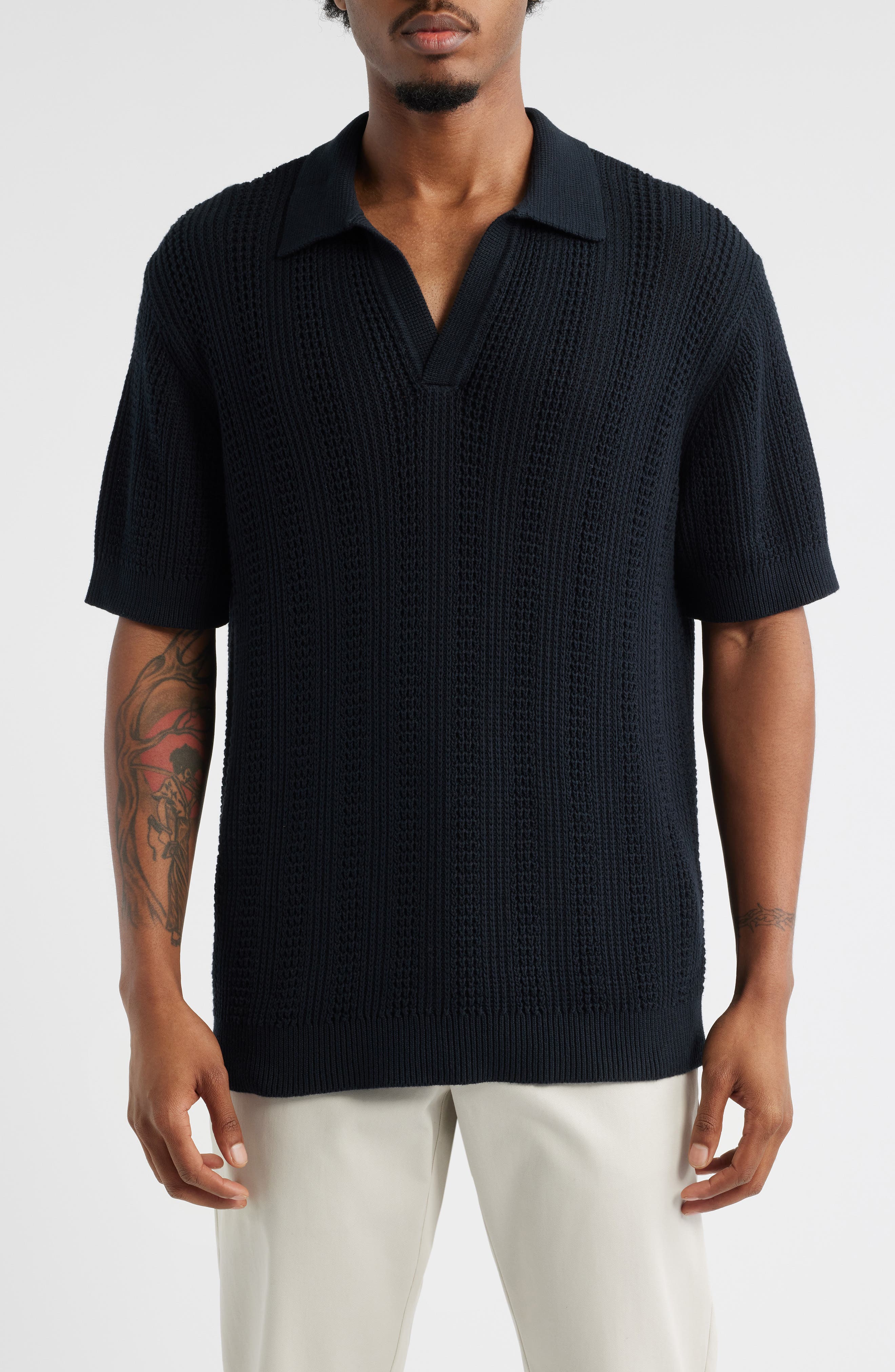 Open Edit Short Sleeve Polo Sweater