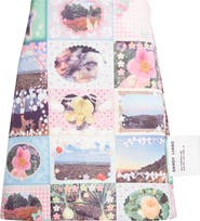Sandy Liang Ina Sticker Print Satin A-Line Skirt
