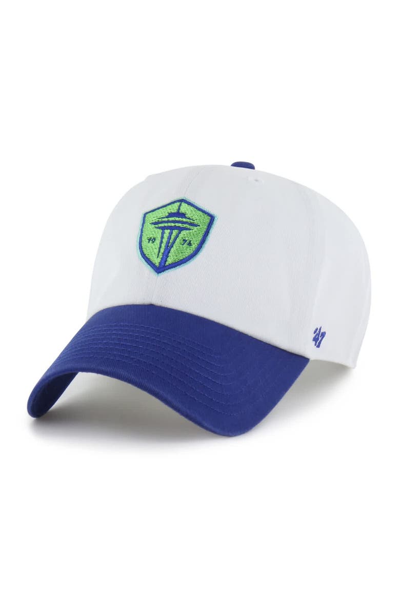 Men's '47  White Seattle Sounders FC Two-Tone Clean Up Adjustable Hat, Main, color, White