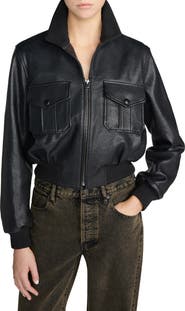 FRAME Ace Leather Bomber Jacket