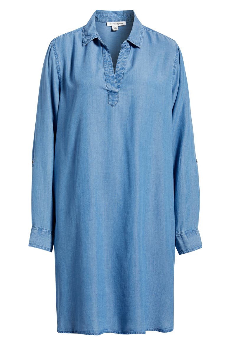 Emelia Long Sleeve Chambray Shift Dress, Alternate, color, MEDIUM WASH