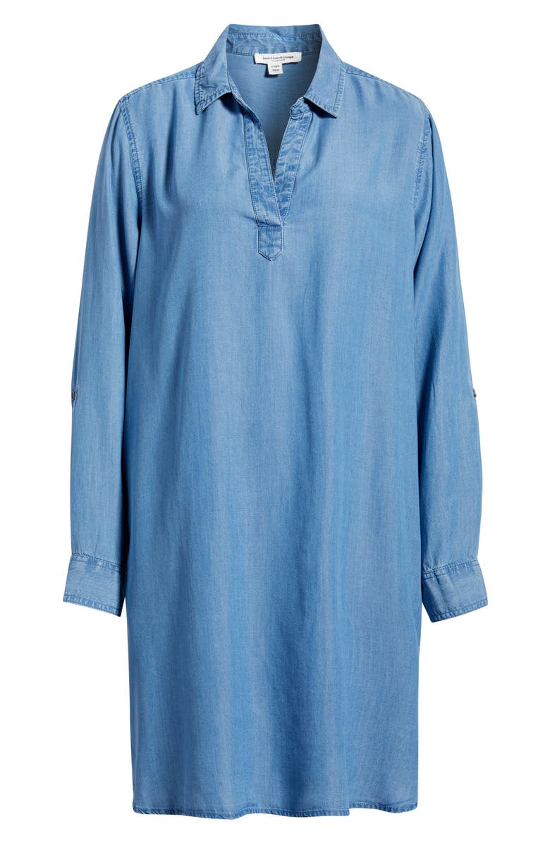 beachlunchlounge Emelia Long Sleeve Chambray Shift Dress, Alternate, color, Medium Wash