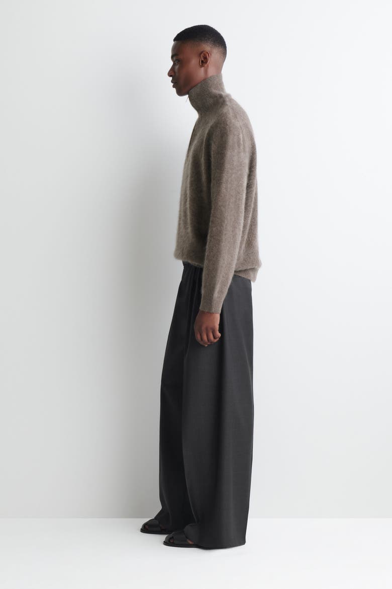 Brushed Pure Cashmere Zip-up Sweater, Alternate, color, BROWN