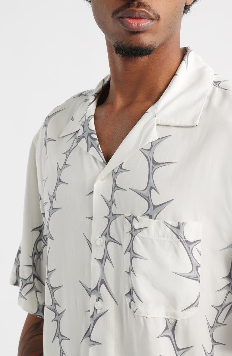 Vans Van Doren Print Camp Shirt, Alternate, color, White