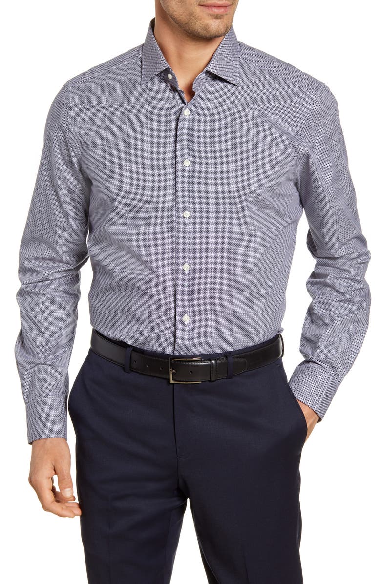 Emanuel Berg Regular Fit Dot Print Button-Up Shirt, Main, color, 