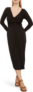 Vince Wrap Bodice Long Sleeve Dress