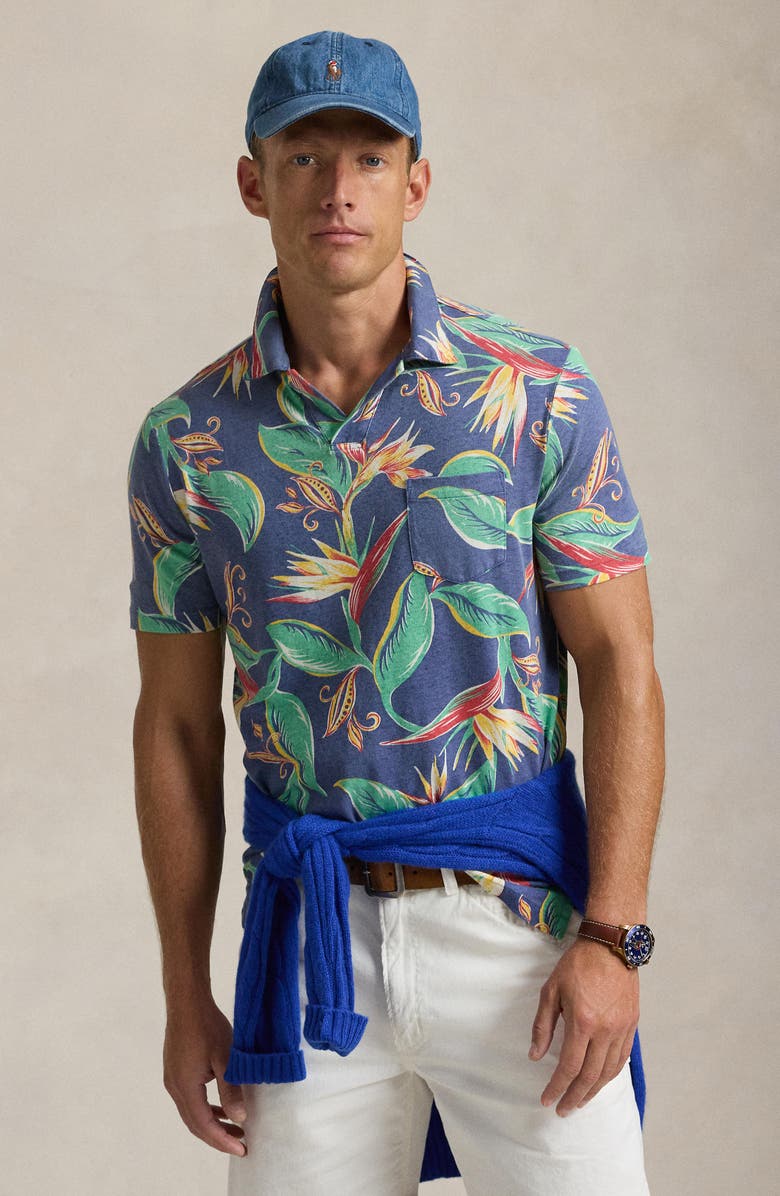 Polo Ralph Lauren Floral Linen & Cotton Polo, Alternate, color,