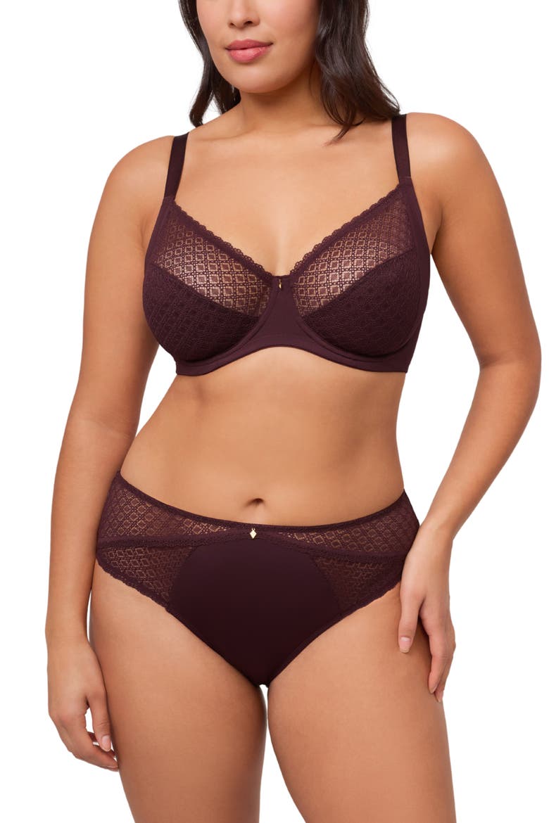 Muse Underwire Full Cup Lace Bra, Alternate, color, FUDGE