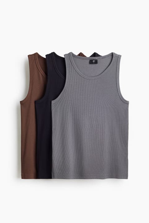 3-pack Slim Fit Ribbed Vest Tops