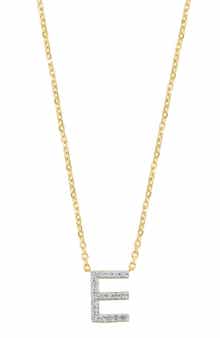 Sterling Silver Diamond Initial Pendant Necklace