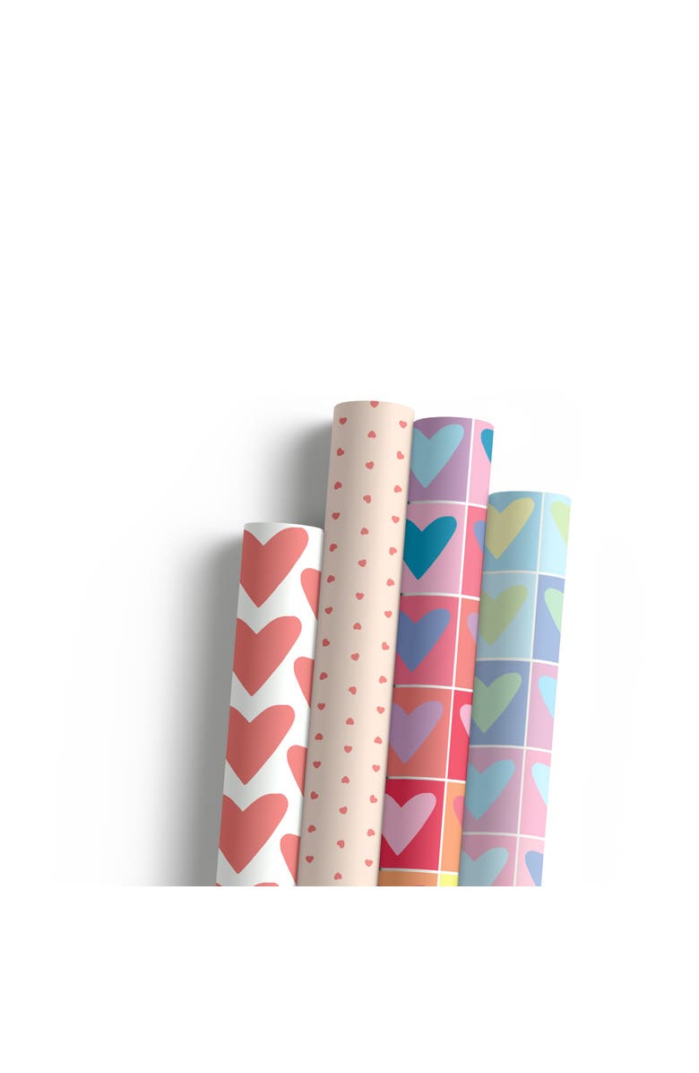 Ramus & Co Eight Sheets Two-Sided "Hearts" & "Rainbow Hearts" Heavyweight Gift Wrap, Main, color, Multicolored