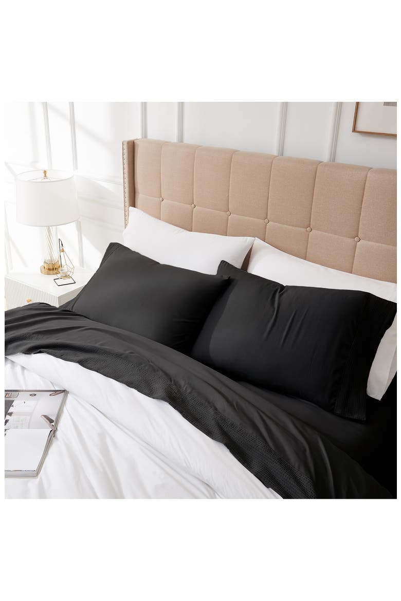 Premium Collection Pleated Extra Deep Pocket Sheet Set, Alternate, color, BLACK
