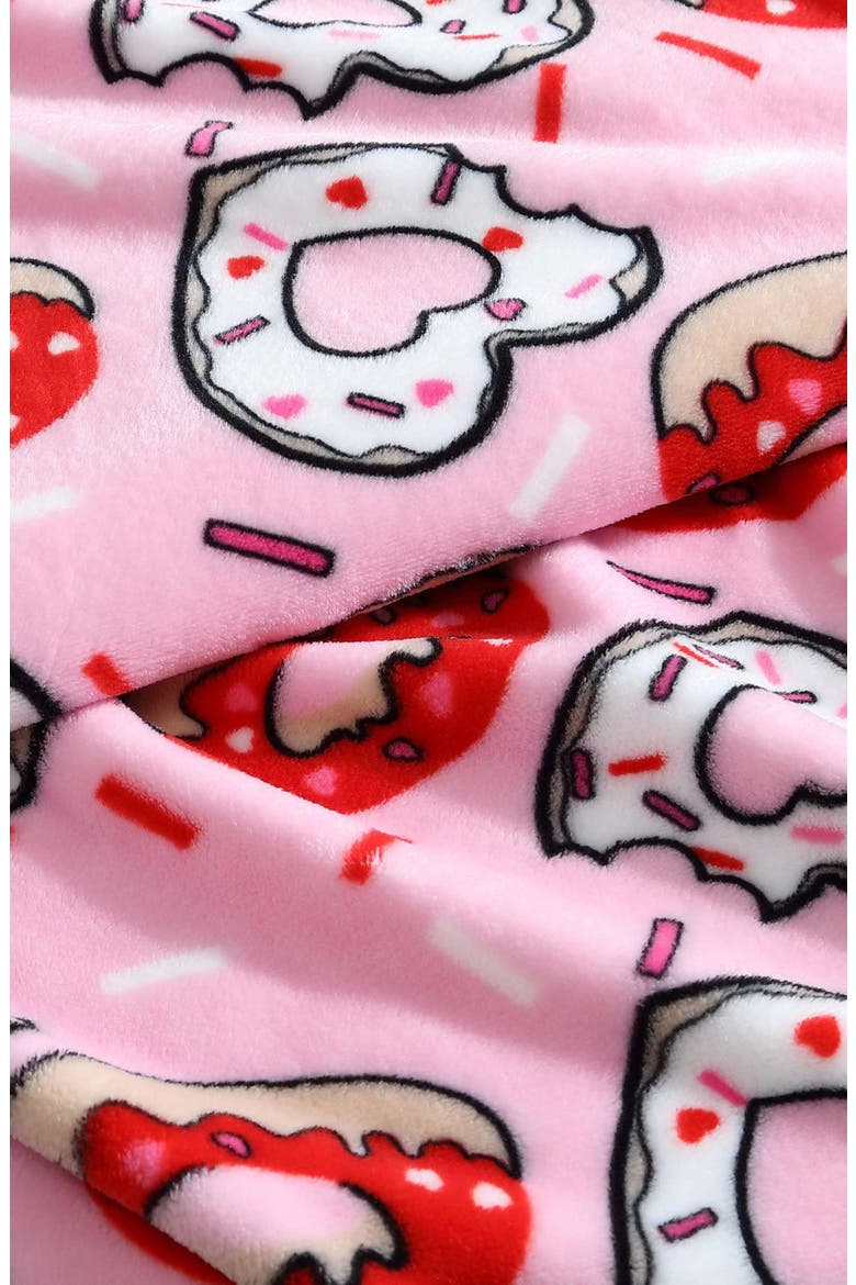 Donut Hearts Throw Blanket, Alternate, color, PINK