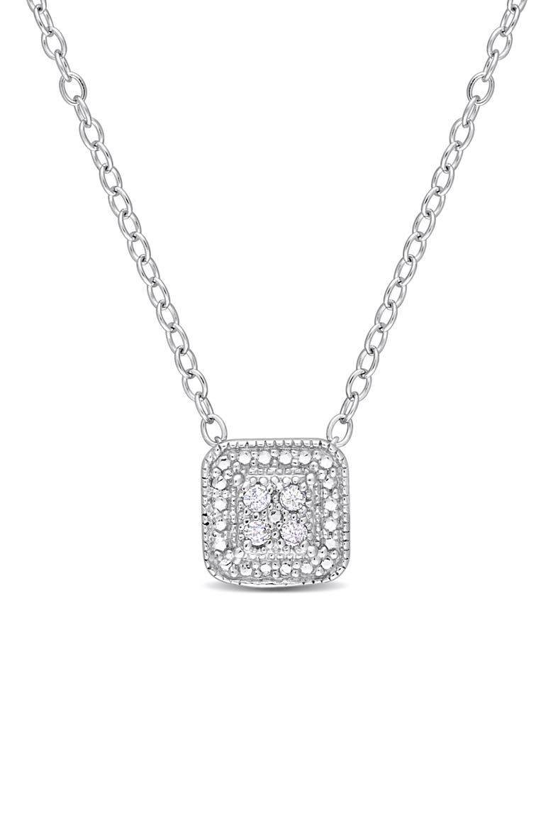 Diamond Accent Solitaire Pendant Necklace - 0.04ct., Main, color, SILVER