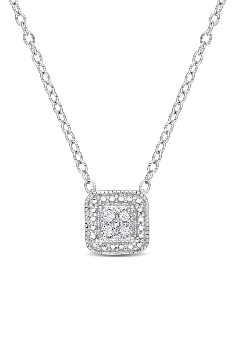 DELMAR Diamond Accent Solitaire Pendant Necklace - 0.04ct., Main, color, Silver
