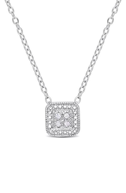 Diamond Accent Solitaire Pendant Necklace - 0.04ct.