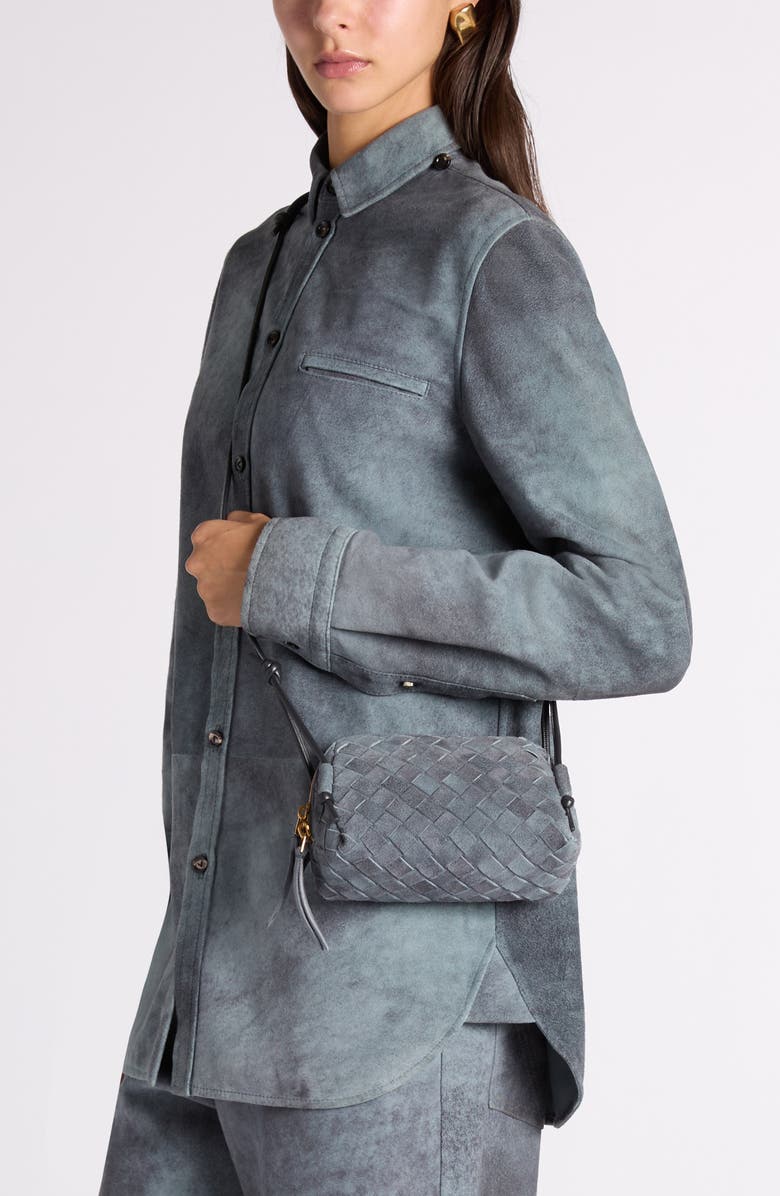 Bottega Veneta Concert Intrecciato Suede Crossbody Bag, Alternate, color, Cloudy Indigo
