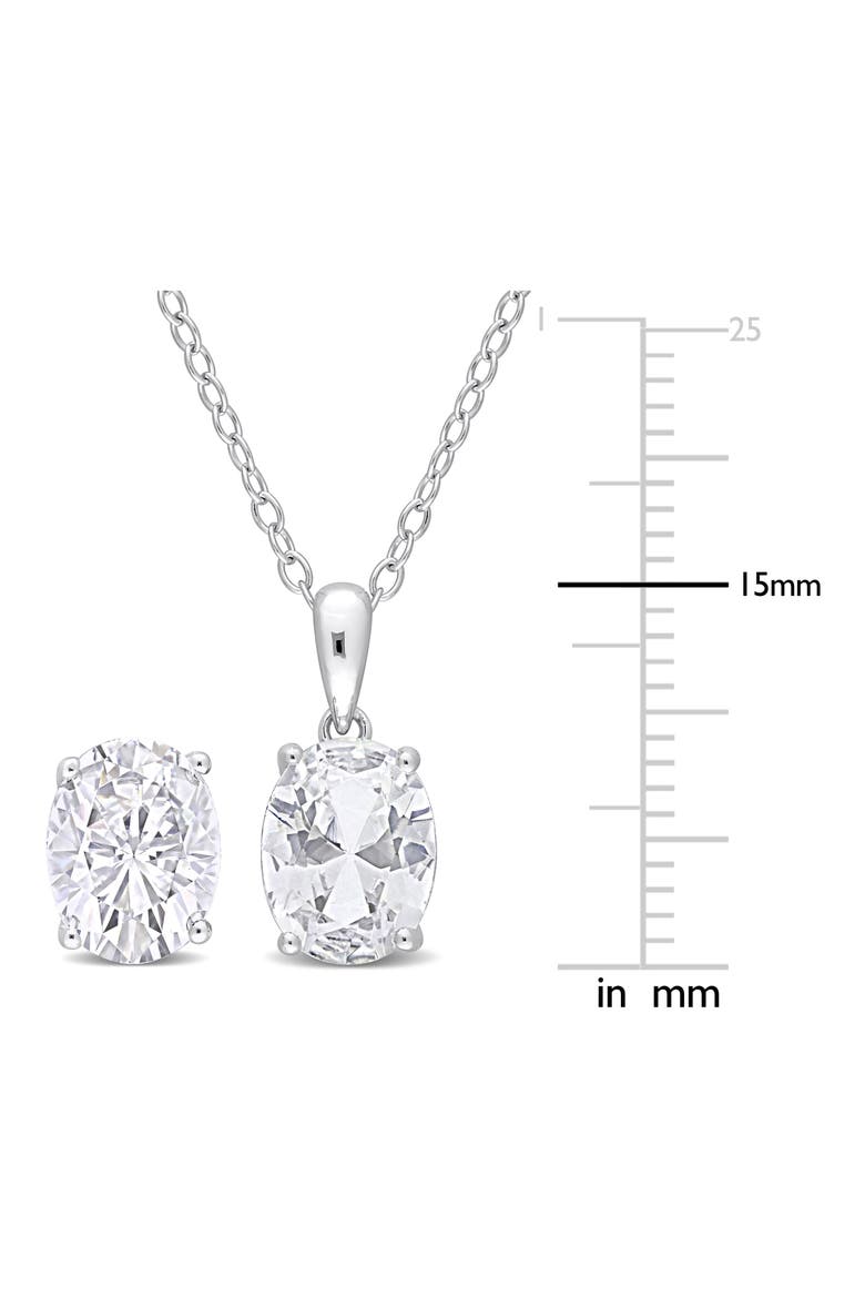 Oval Cut White Topaz Stud Earrings & Pendant Necklace Set, Alternate, color, WHITE