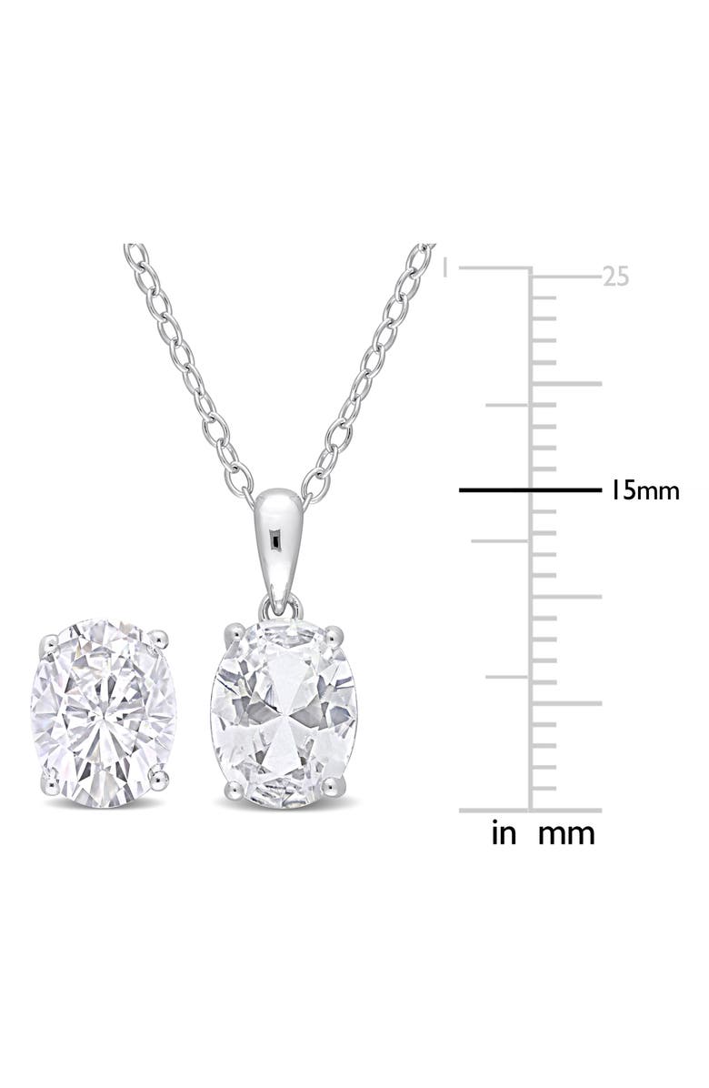 DELMAR Oval Cut White Topaz Stud Earrings & Pendant Necklace Set, Alternate, color, White