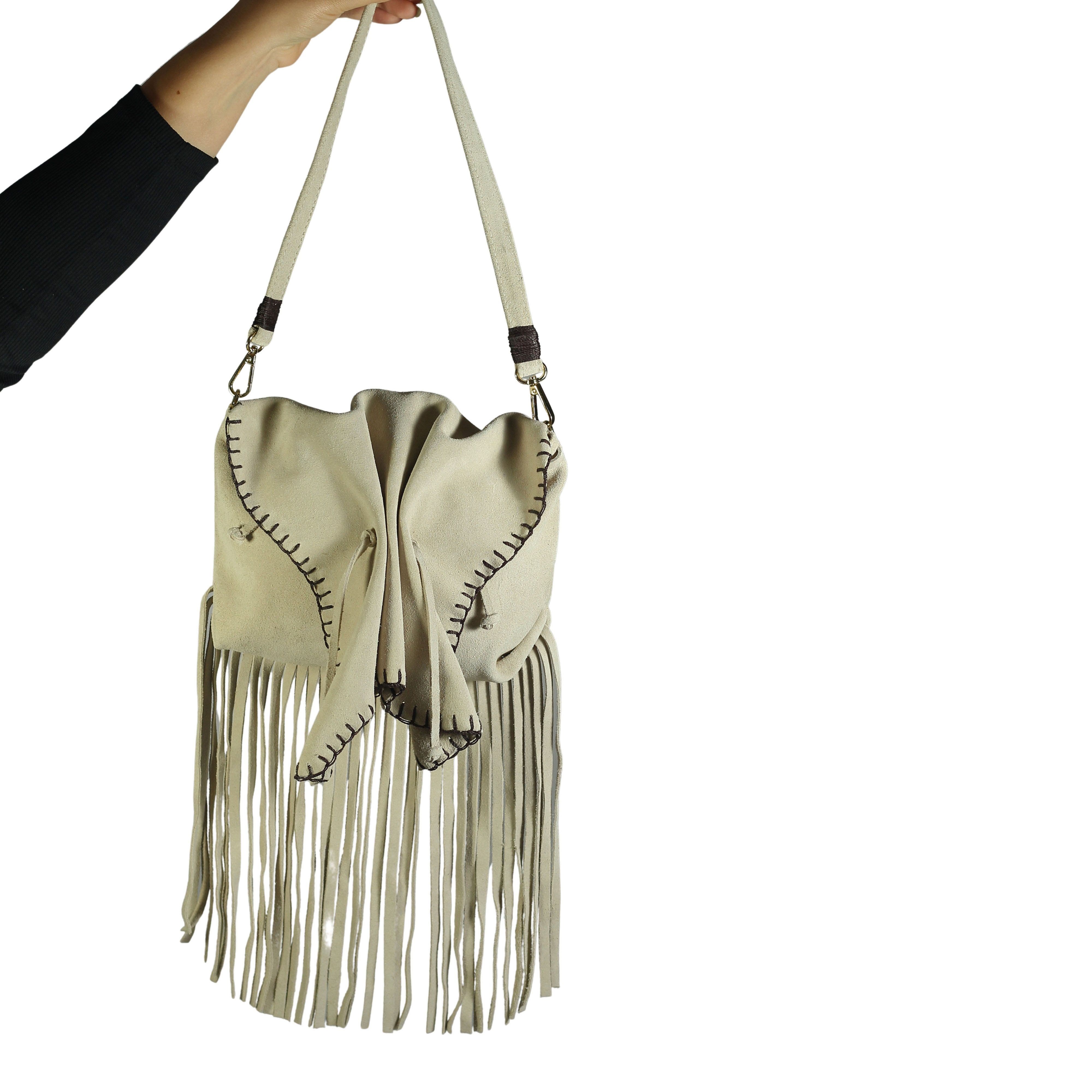 Fringe Butterfly Suede Bag, Alternate, color, Sand