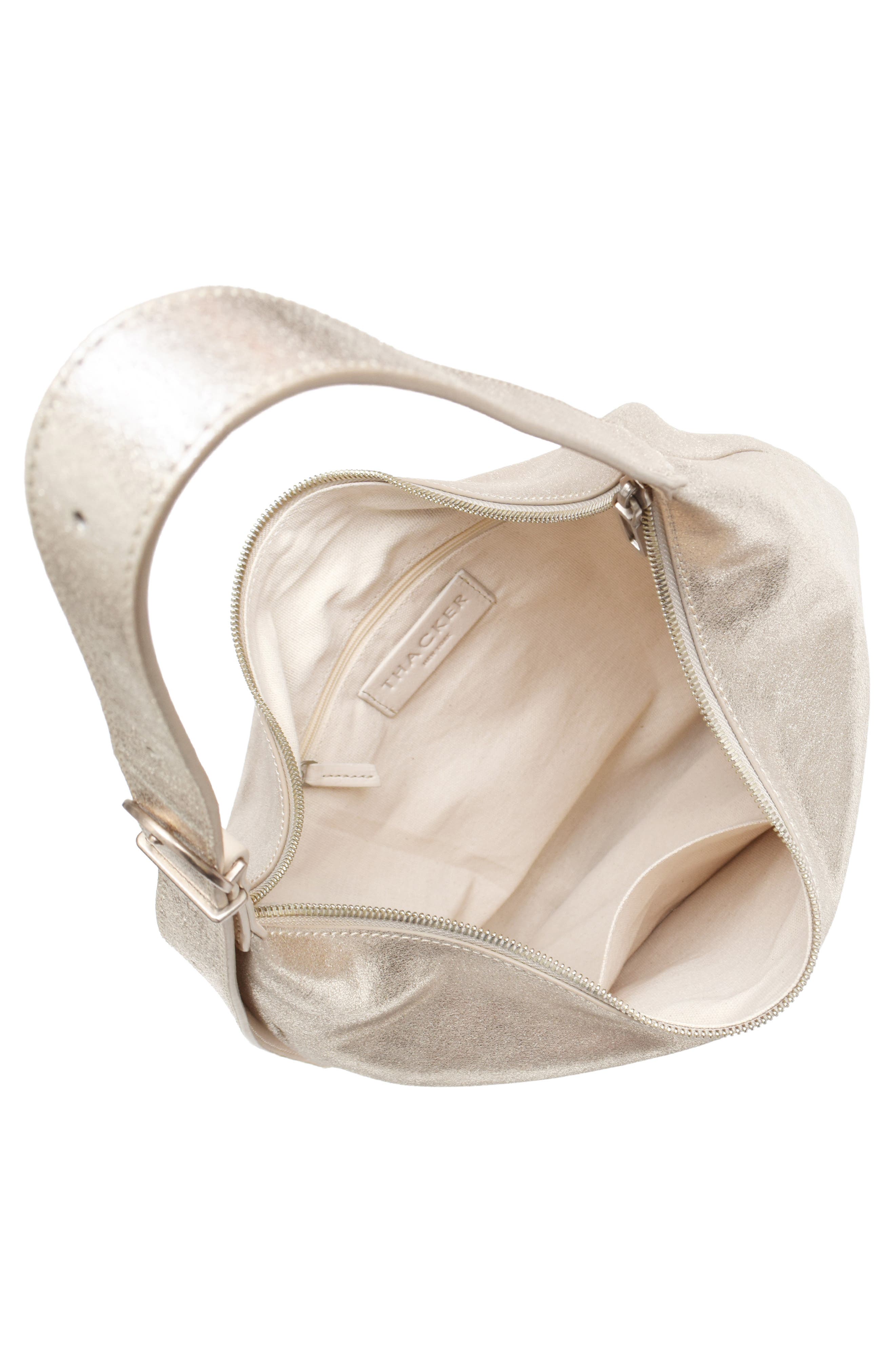 Thacker Wyatt Shimmer Leather Hobo, Alternate, color, Champagne
