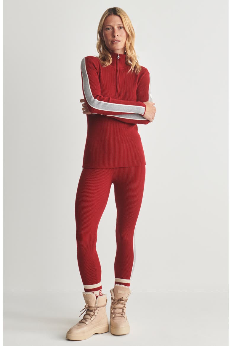 CAITLYN HALF ZIP KNIT, Alternate, color, RED DAHLIA
