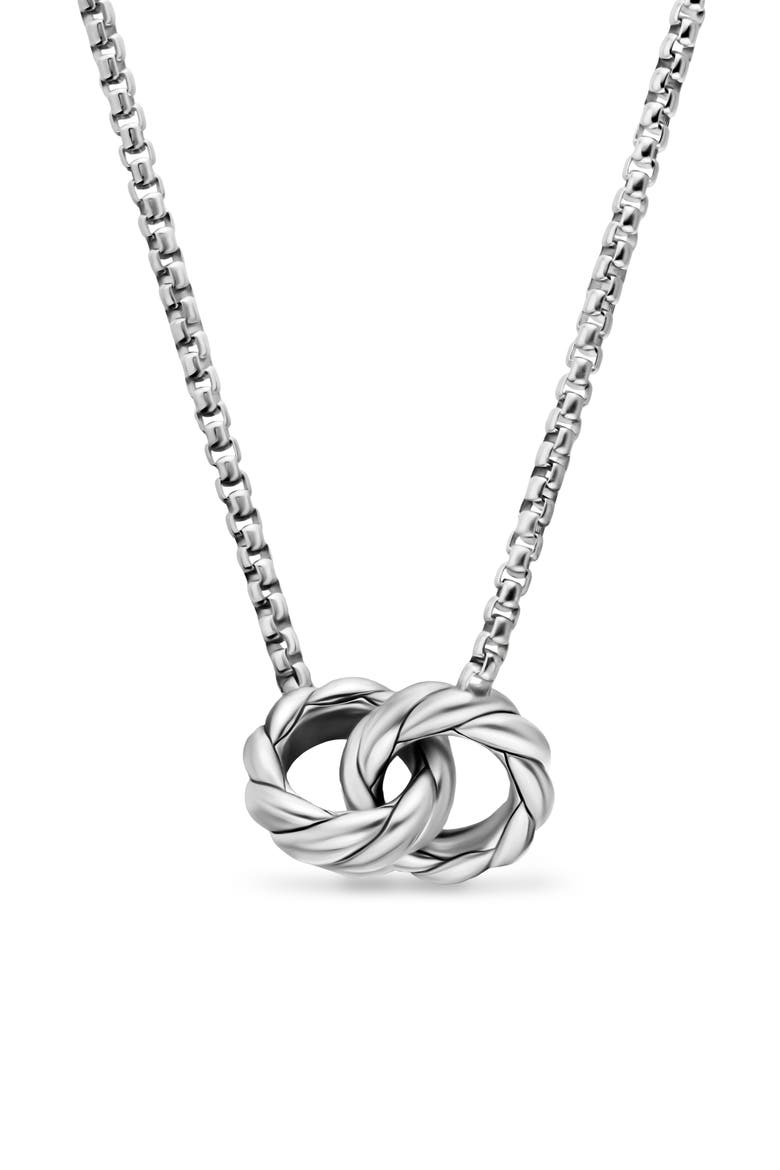 Sculpted Cable Linked Pendant Necklace, Main, color, SILVER