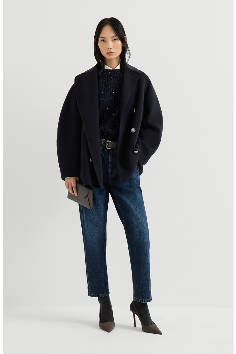 Sparkling & Dazzling cashmere and wool ribbed sweater, Alternate, color, Cobalt