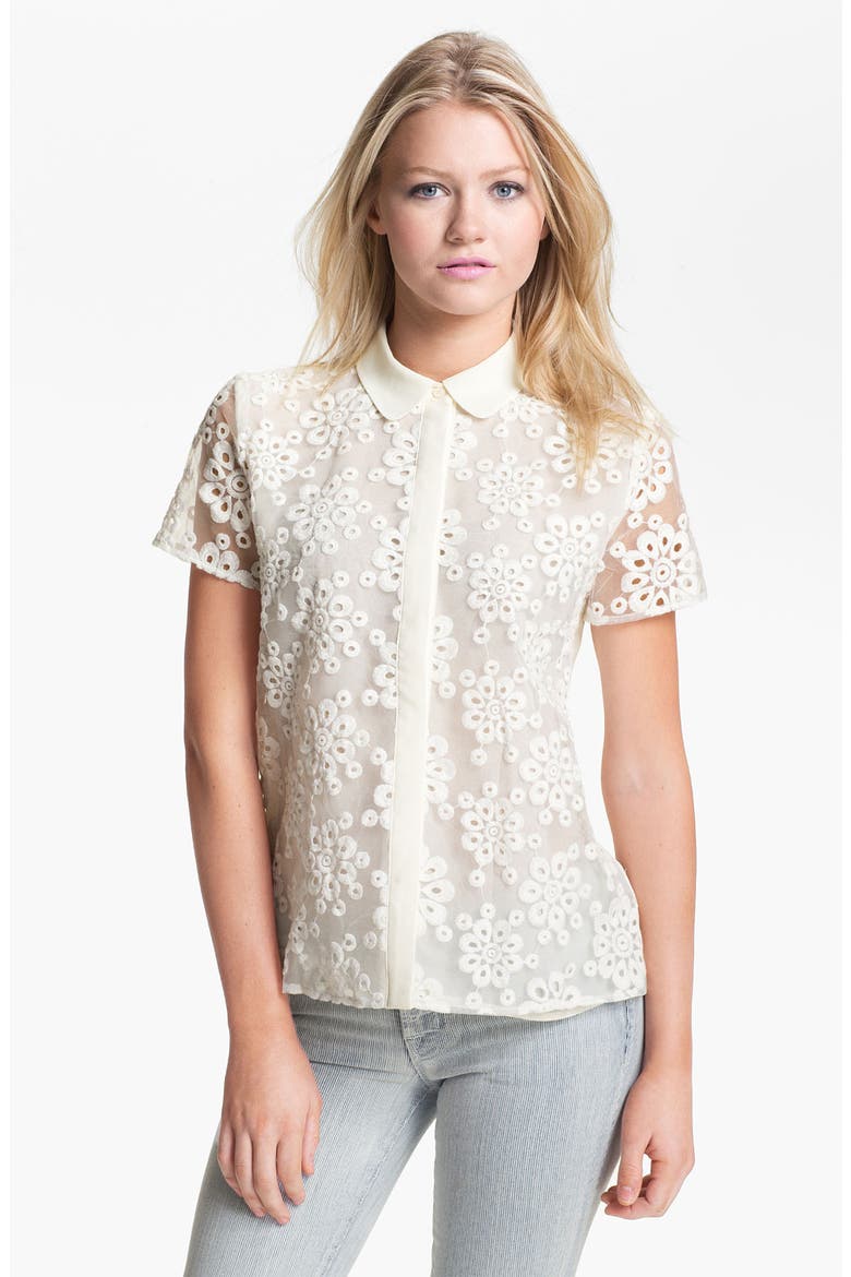 Eyelet Shirt, Main, color, WHITE