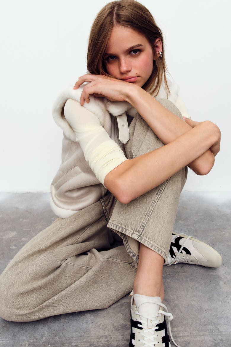 Teddy-fleece-lined Vest, Alternate, color, Light beige/cream