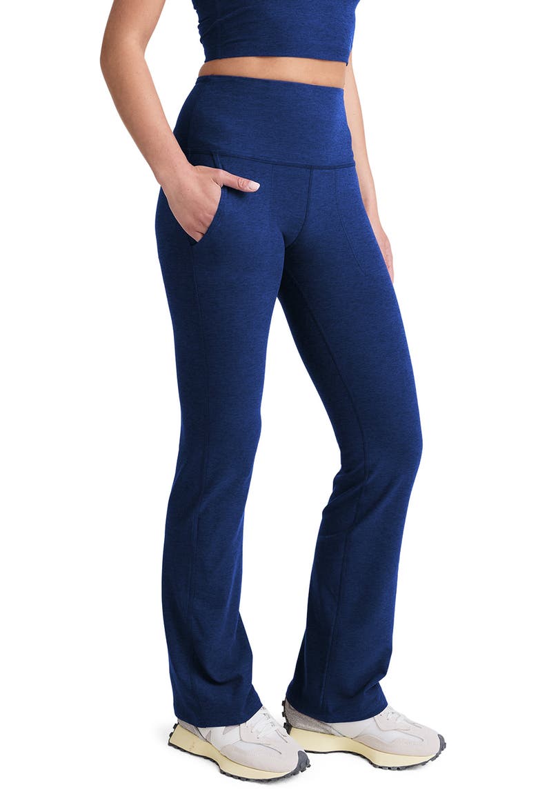 Space Dye High Waist Practice Leggings, Alternate, color, MARINE BLUE HEATHER