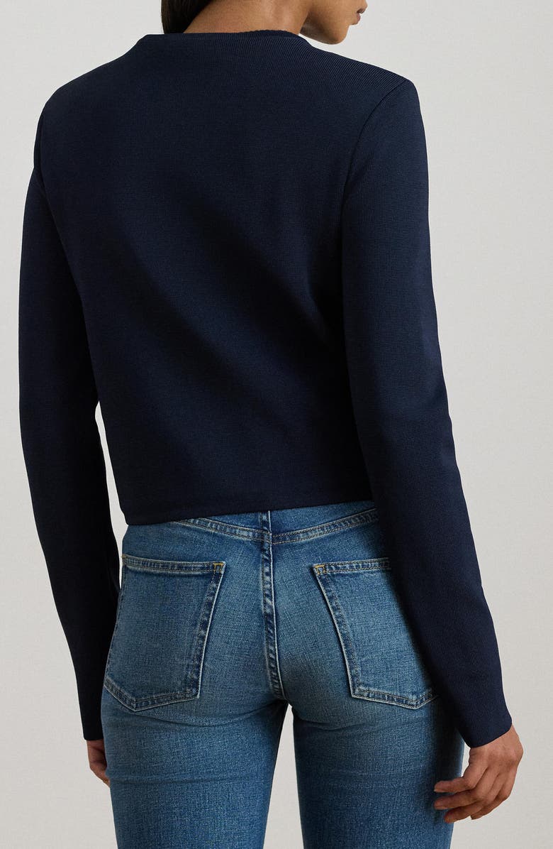 Lauren Ralph Lauren Crewneck Crop Sweater Jacket, Alternate, color, Lauren Navy