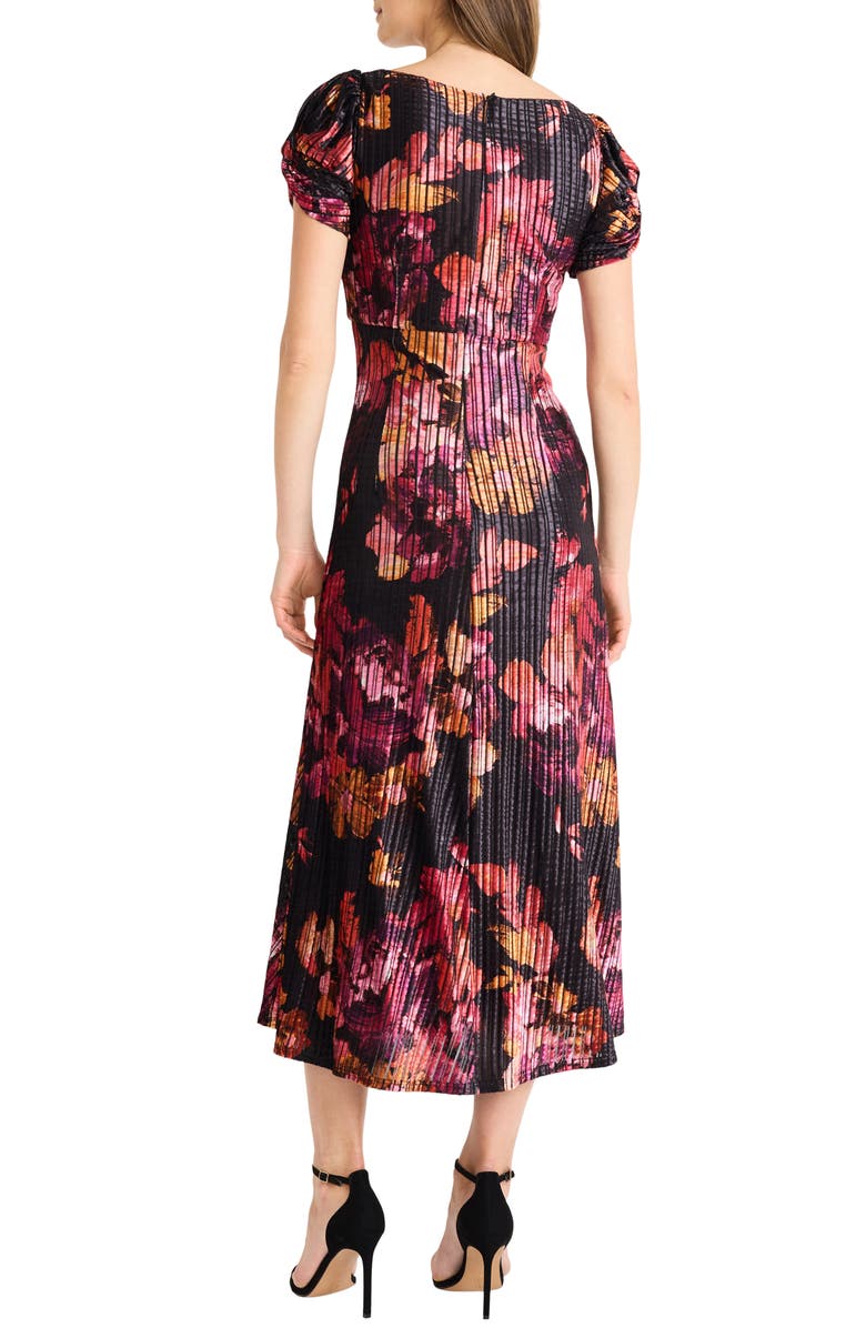 Maggy London Floreal Puff Sleeve Midi Dress, Alternate, color,