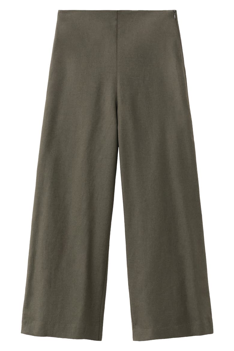 Cotton & Linen Blend Crop Straight Leg Pants, Alternate, color, KHAKI GREEN