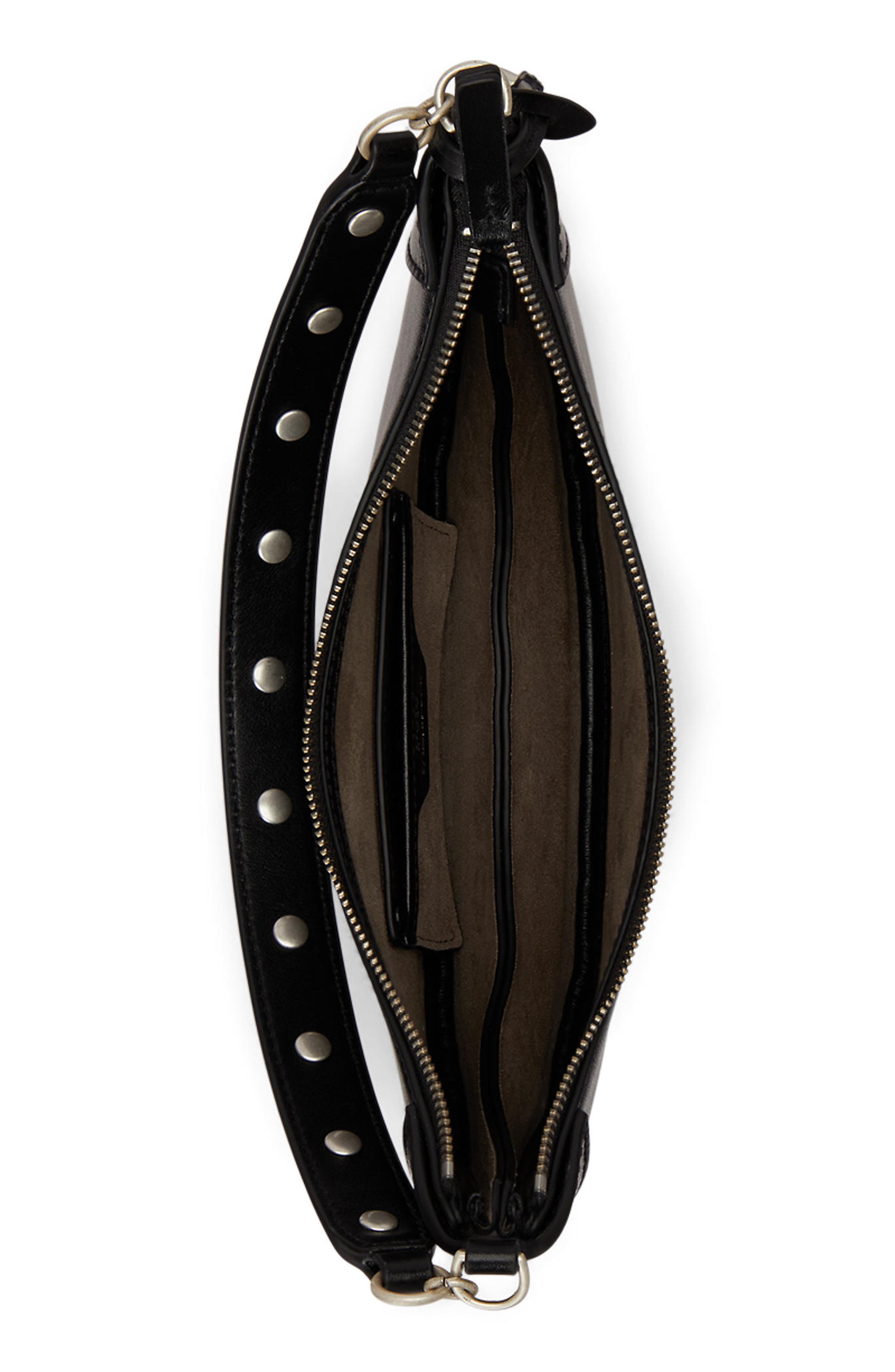 Polo Ralph Lauren Polo ID Stud Sport Calf Leather Crossbody Bag, Alternate, color, Black