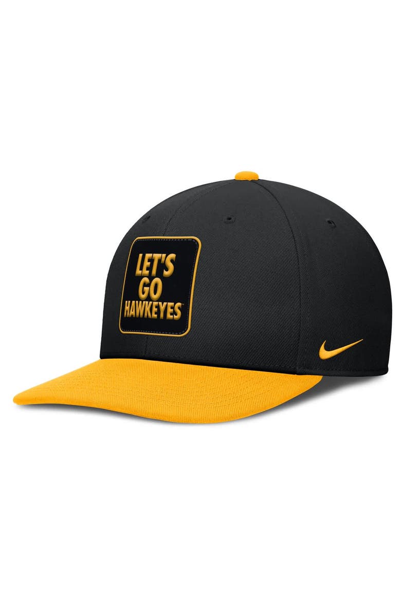 Men's Nike Black/Gold Iowa Hawkeyes 2025 Sideline Campus Pro Local Snapback Hat, Main, color, Black