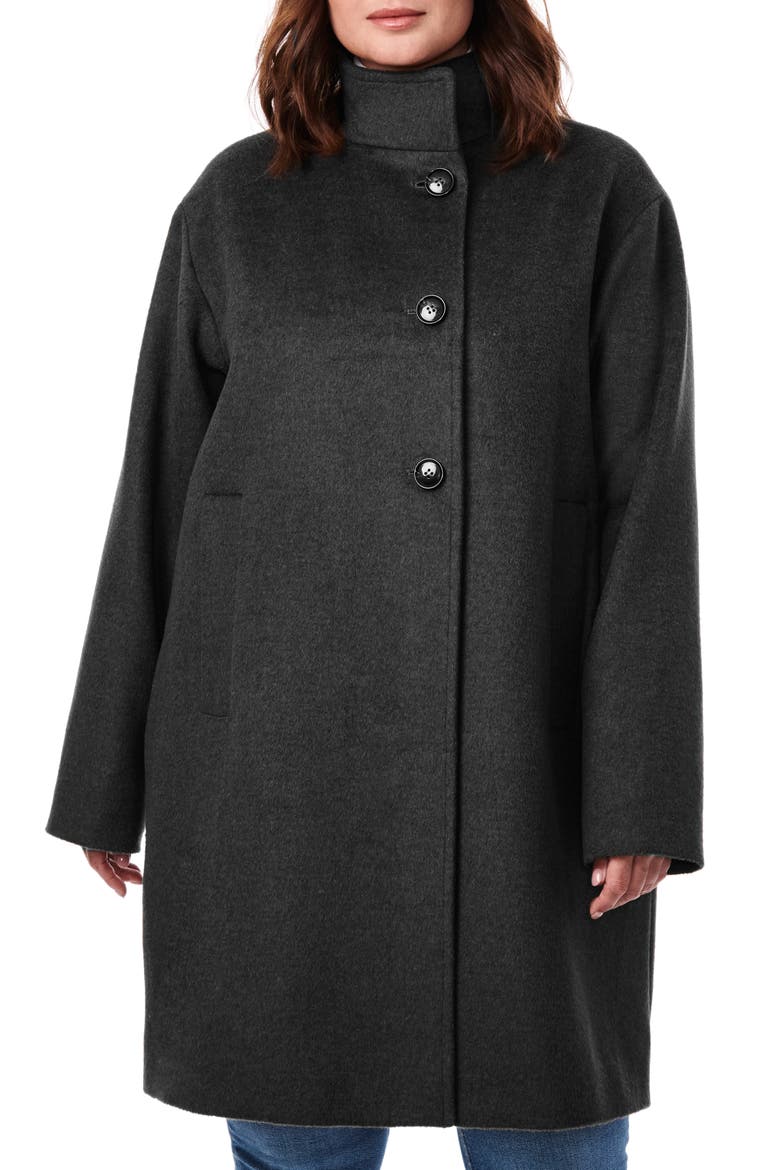 Melton Wool Blend Coat, Main, color, BLACK