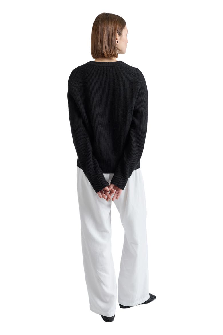 Button Up Wool Cropped Cardigan, Alternate, color, Black