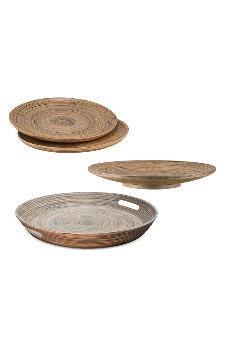 Lexa 4 Piece Serving Tray & Plate Set, Main, color, Black