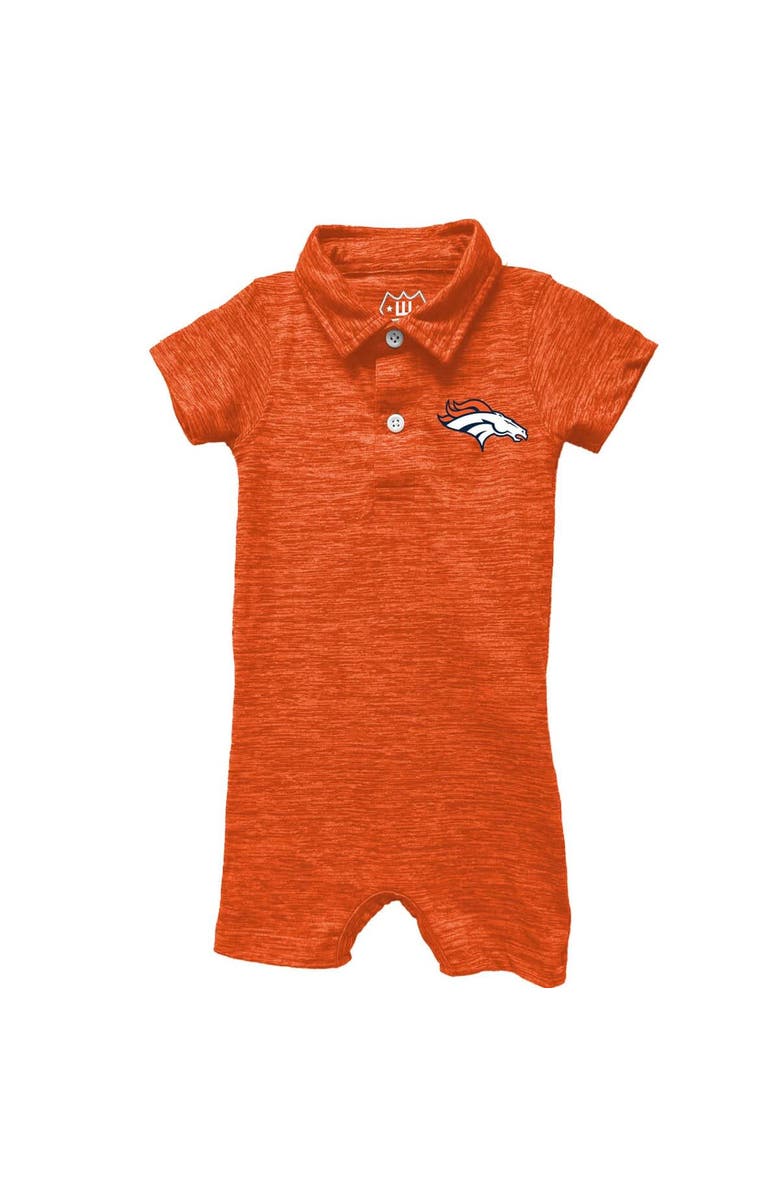 Wes & Willy Infant Wes & Willy Orange Denver Broncos Short Leg Cloudy Yarn Polo Bodysuit, Alternate, color,