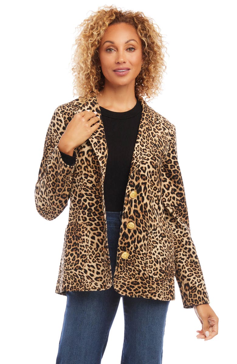 Karen Kane Leopard Print Corduroy Blazer, Alternate, color, 