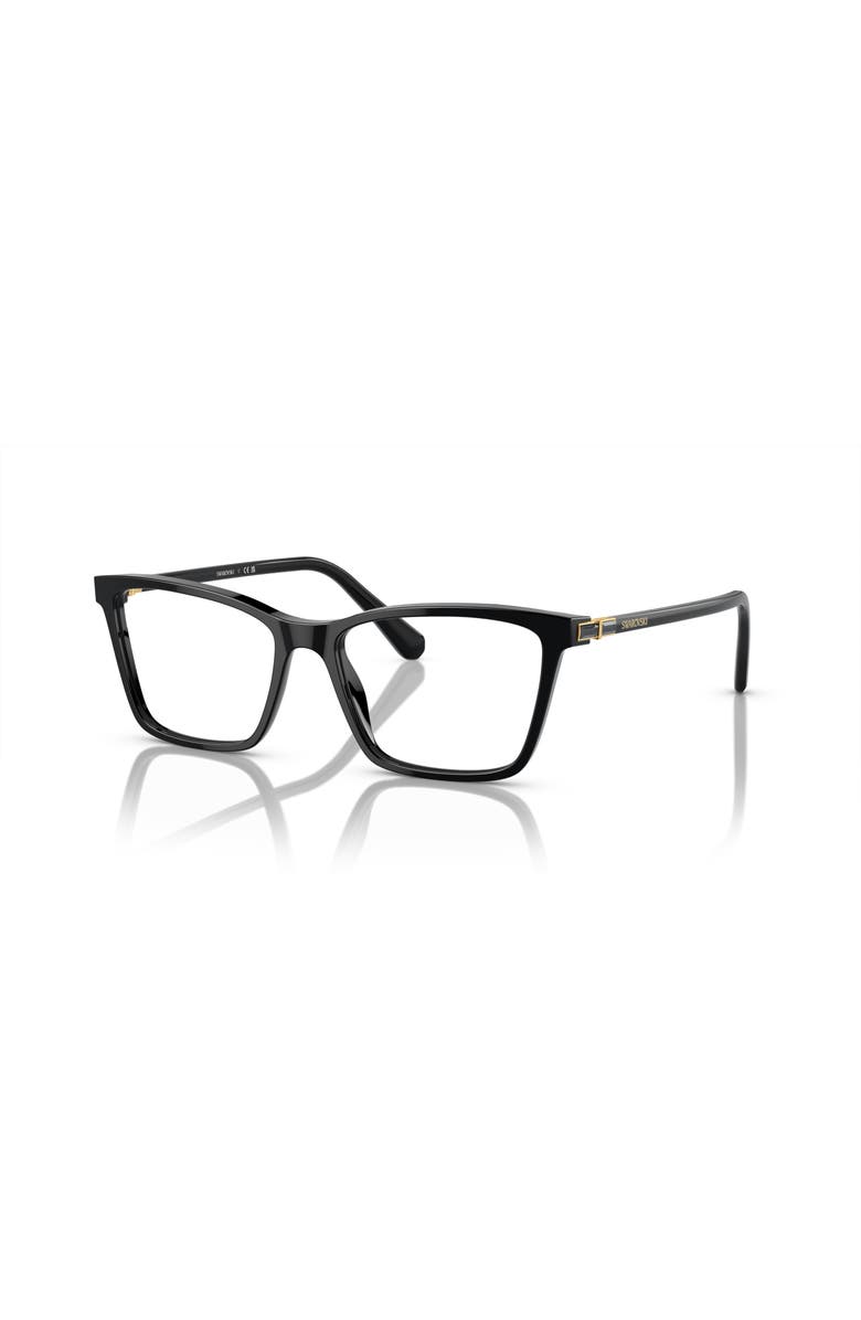 Swarovski 53mm Rectangle optical glasses, Main, color, Black