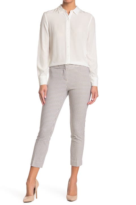 Gingham Print Ponte Ankle Pants (Petite)
