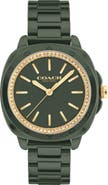 COACH Kitt Crystal Bezel Ceramic Bracelet Watch, 34mm