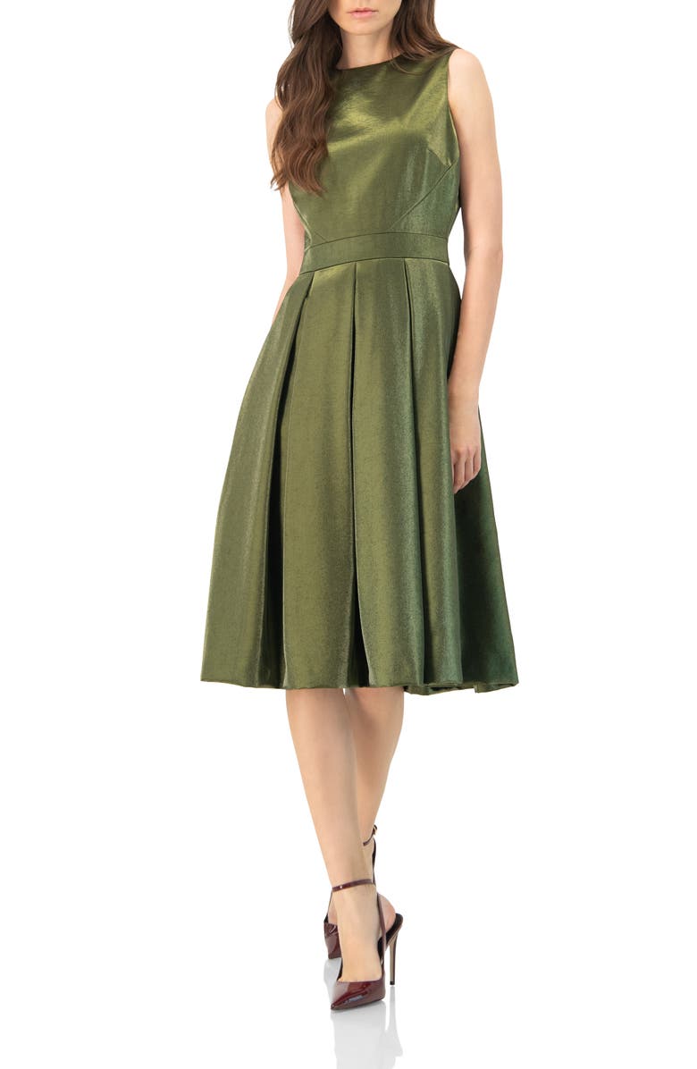 IVONNE Sleeveless A-Line Dress, Alternate, color, Olive Green