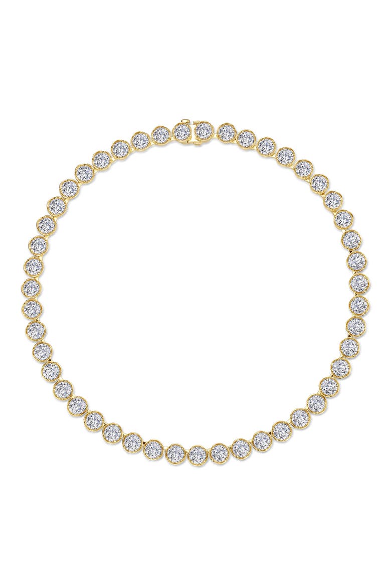 Blossom Cradle Simulated Diamond Line Necklace, Main, color, WHITE/ GOLD