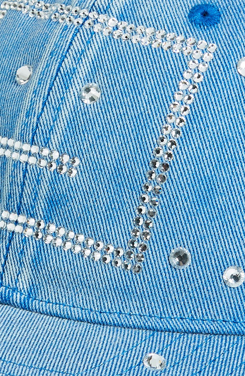 Acne Studios Cunov Crystal Embellished Denim Baseball Cap, Alternate, color, 