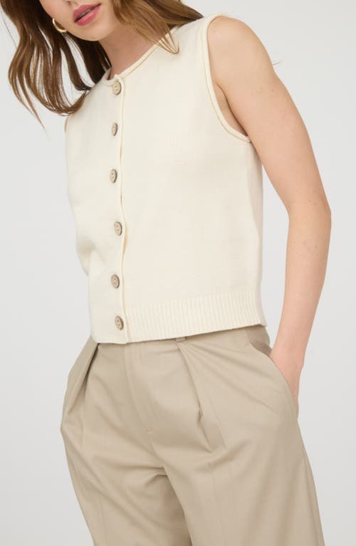 Blu Pepper Solid Button Front Sweater Vest In White