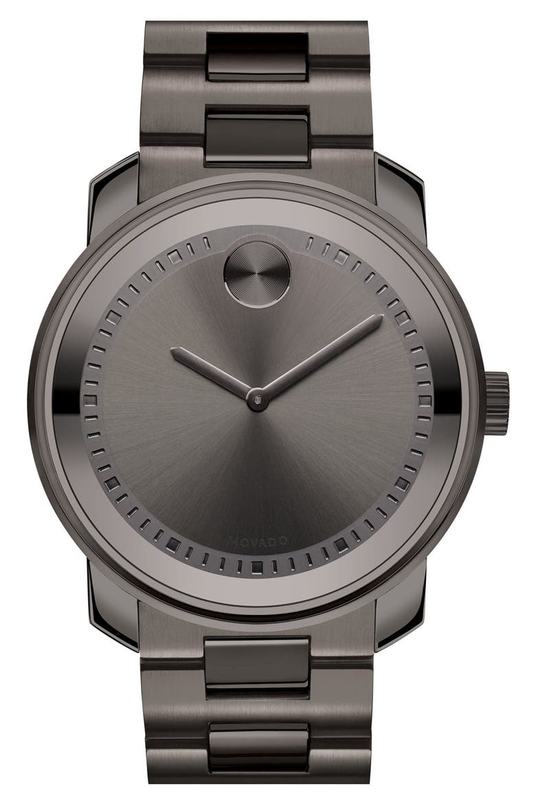 'Bold' Bracelet Watch, 43mm, Main, color, GUNMETAL