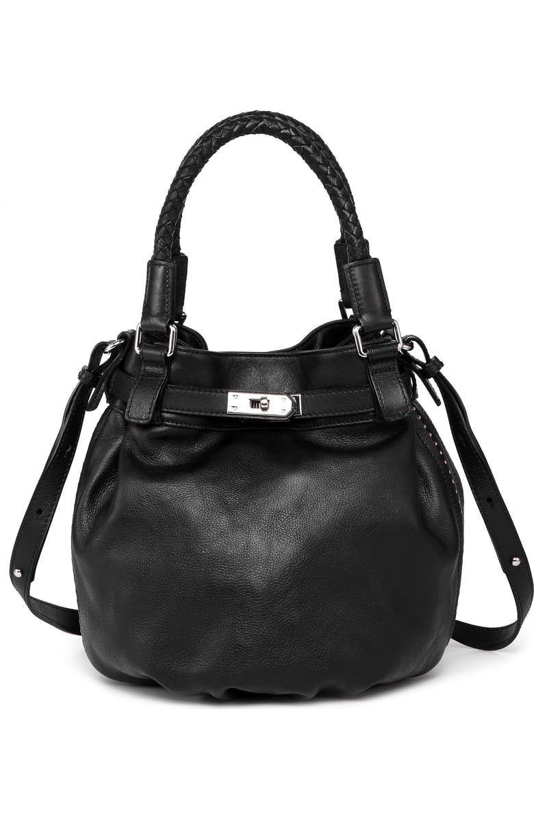 OLD TREND Leather Pumpkin Bucket Bag, Main, color, Black